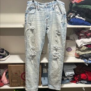 American Eagle Outfitters Faded Blue Ripped Skinny Jeans